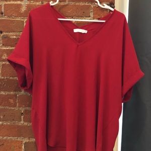 Lush red short sleeve blouse